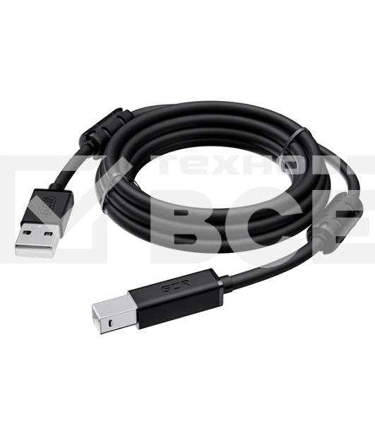 Кабель GCR PROF 3.0m USB 2.0, AM/BM, черный, ферритовые кольца, 28/24 AWG, экран, армированный, морозостойкий, GCR-52417