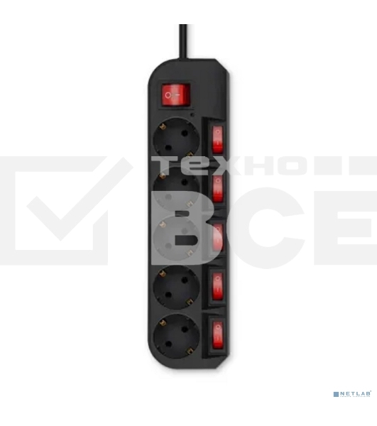 Сетевой фильтр Buro 500SH-3-SW-B 3м (5 розеток) черный (коробка)