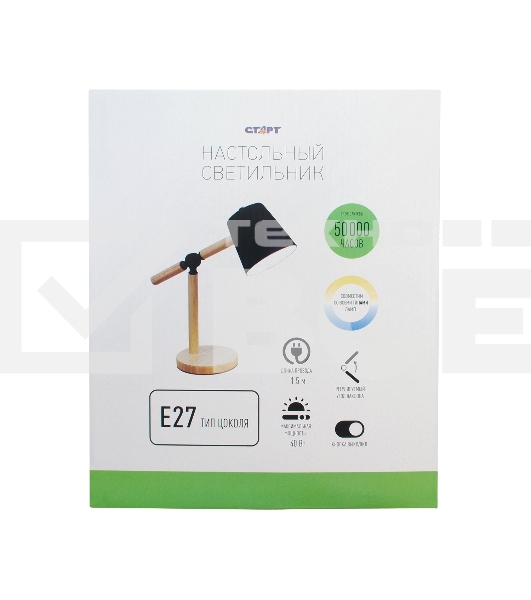 Светильник настольный СТАРТ CT83, E27, до 40Вт, 1,5м, черный