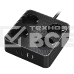 Сетевой фильтр Cablexpert Plate, PLT-4-C2U2-B-3, 4р, 10А, 2xType-C PD, 20Вт, 2xUSB, 2.4A, 3м, ур.защиты 4+, черный, коробка, фото 1