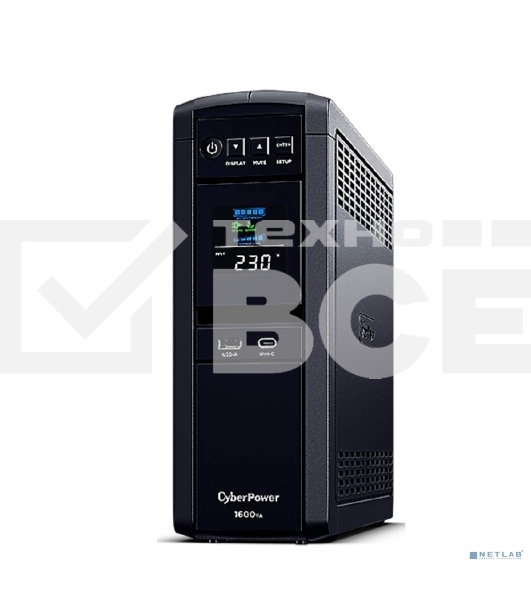 Источник бесперебойного питания Cyberpower CP1600EPFCLCD Line-Interactive 1600VA/100W USB/RS-232/RJ11/45 (6 EURO)
