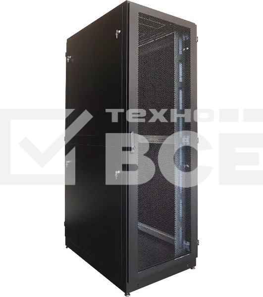 Шкаф серверный напольный 42U (800 1200) дверь перфорированная, задние двойные перфорированные, цвет черный