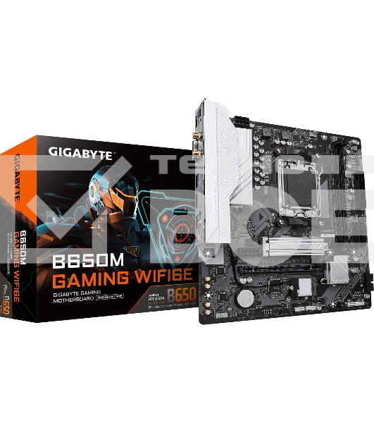 Материнская плата Gigabyte B650M GAMING WIFI6E, AM5, AMD B650, 2xDDR5, 4xSATA, 1xM.2, 1xPCIe 4.0 x16, 1xPCIe 3.0 x1, 1xD-Sub, 1xHDMI (v2.1), 1x2.5Gb LAN, Wi-Fi 6, Bluetooth 5.3, 2xUSB-A 5Gbps, 5xUSB-A 2.0, 3x3.5 мм, 7.1, mATX