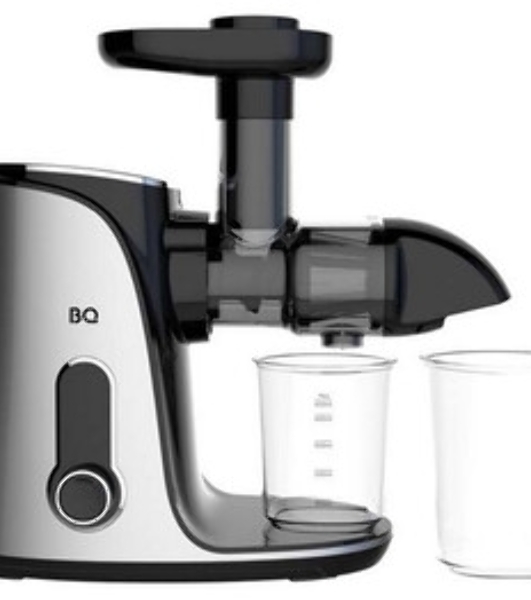 Соковыжималка BQ J2001 чёрный/серебристый, шнековая горизонтальная, 150 Вт, 450 мл, электронное, реверс