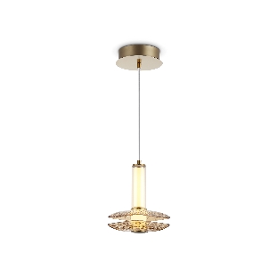 Подвесной светодиодный светильник Ambrella light LH31001 BS/TI латунь/янтарь 10W 3000K 150*150*240