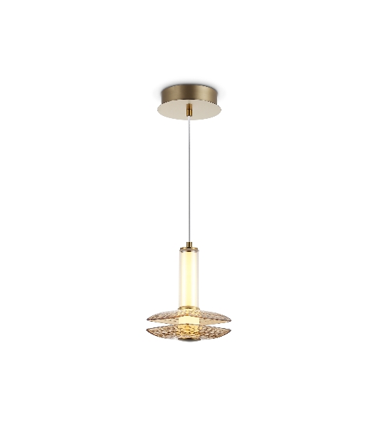 Подвесной светодиодный светильник Ambrella light LH31001 BS/TI латунь/янтарь 10W 3000K 150*150*240