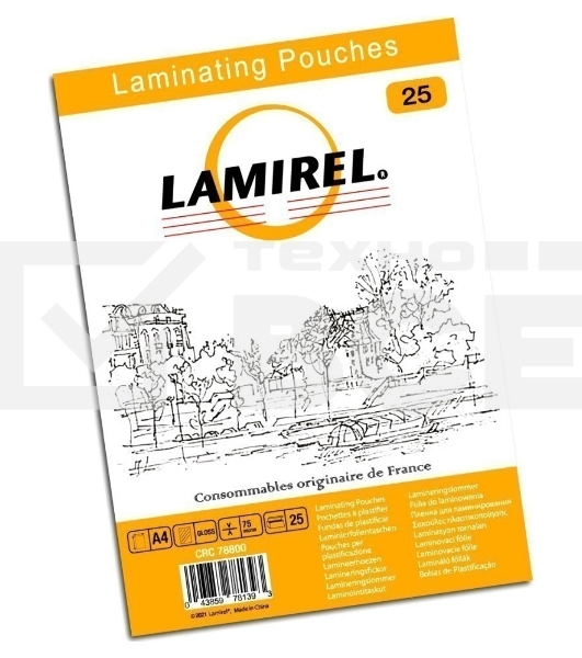 Пленка для ламинирования Fellowes 75мкм A4 (25шт) глянцевая 216x303мм Lamirel (LA-78800)
