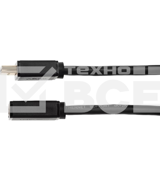Кабель удлинительный HDMI-19M---HDMI-19F ver 2.0, 2m, TELECOM TCG235MF-2M