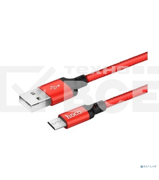 Кабель HOCO X14 красный/черный HC-62851, USB - microUSB, 1m, 2A, Нейлон