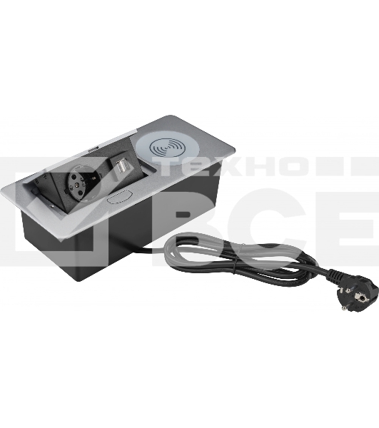 Розетка Cactus CS-SOCKET-USBA-WLESS для столешницы серебристый