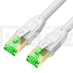Патч-корд GCR LSZH PROF кат.8 ethernet  5.0m SF/FTP, RJ45, медь, 40 Гбит/с, 26 AWG, белый, литой, экранированные коннекторы 24K GOLD, фото4