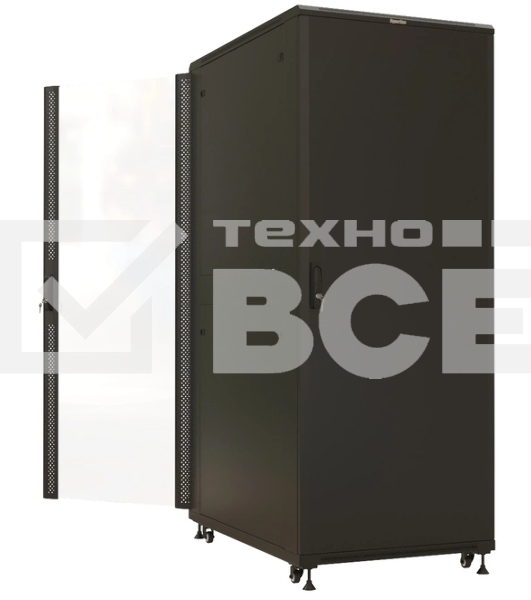 Шкаф коммутационный Hyperline (TTBR-4288-AS-RAL9004) напольный 42U 800x800мм пер.дв.стекл задн.дв.спл.стал.лист 2 бок.пан. 1000кг черный 710мм 2055мм IP20 сталь