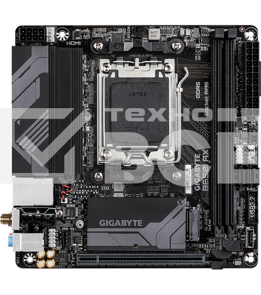 Материнская плата GIGABYTE B650I AX, AM5, AMD B650, 2xDDR5, 2xSATA, 1xM.2, 1xPCIe 4.0 x16, 1xHDMI, 1xDP, 1x2.5Gb LAN, Wi-Fi 6E, Bluetooth 5.3, 1xUSB-C 5Gbps, 1xUSB-A 5Gbps, 3xUSB-A 2.0, 3x3.5 мм, 7.1, ITX
