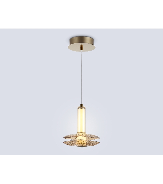Подвесной светодиодный светильник Ambrella light LH31001 BS/TI латунь/янтарь 10W 3000K 150*150*240