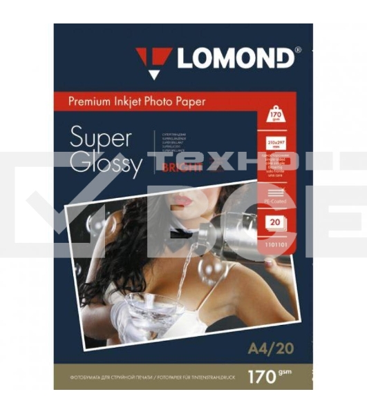 Фотобумага Lomond 1101101 A4/170г/м2/20л./белый высокоглянцевое для струйной печати