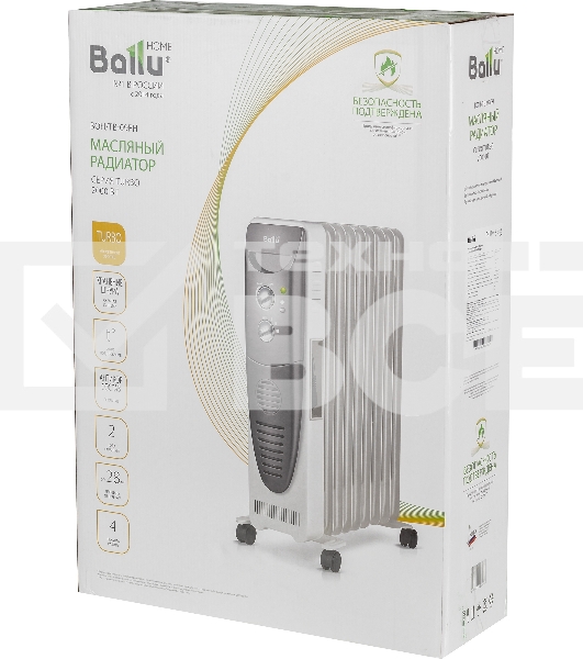 Масляный обогреватель Ballu Turbo BOH/TB- 09FH 2000 (9 секций) белый, 2000 Вт, 28 м2, термостат