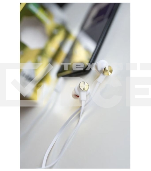 Наушники вакуумные AUX разъем с МК без рег.громкости длина 1.2м More choice P42 (White Gold)
