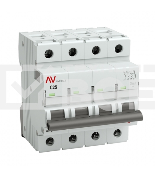 Выключатель автоматический модульный 4п C 25А 6кА AV-6 AVERES EKF mcb6-4-25C-av