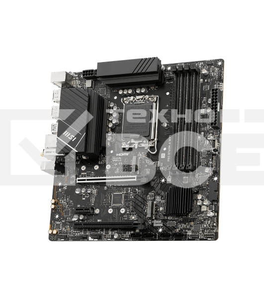Материнская плата MSI PRO B760M-A WIFI, LGA 1700, Intel B760, 4xDDR5, 4xSATA, 2xM.2, 1xPCI-E 4.0 x16, 1xPCI-E 4.0 x4, 2xHDMI, 2xDP, 1x2.5Gb LAN, 2xUSB-A 2.0, 2xUSB 3.2 Gen 1, 2xUSB 3.2 Gen 2, 3x3.5 мм, 7.1, Micro-ATX