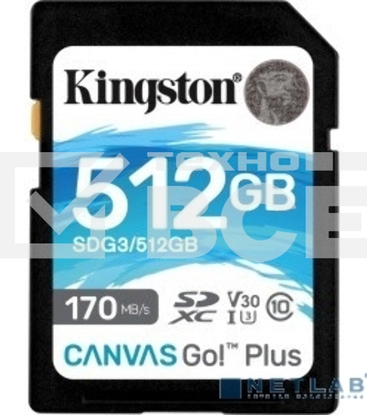 Флеш карта SD 512GB Kingston SDXC Class 10 UHS-I U3 V30 Canvas Go Plus 170MB/s