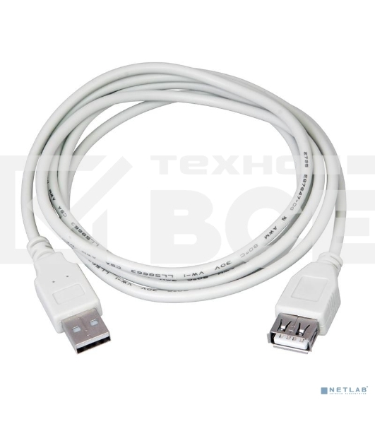 Кабель USB (шт. USB A - гн. USB A) 5 метров, серый Rexant
