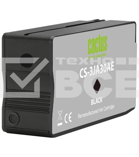 Картридж струйный Cactus CS-3JA30AE 963XL (есть ограничения по прошивке) черный (58 мл) для HP OfficeJet Pro 9010/9010e/9012/9014/9015/9016/9019