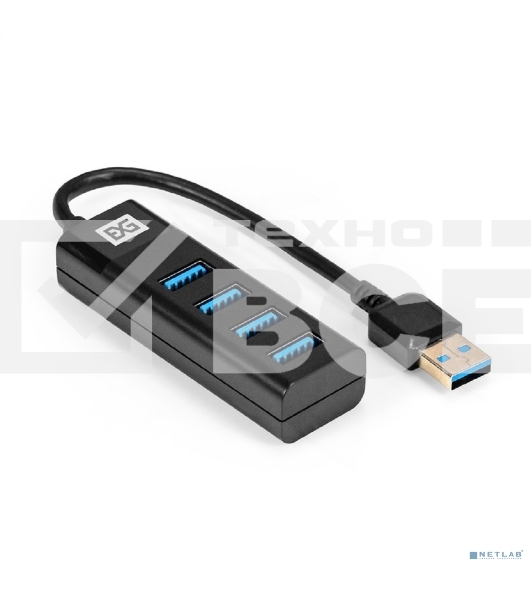Хаб USB (концентратор) 4-в-1 ExeGate DUB-4TP (кабель-адаптер USB3.0 --> 4xUSB3.0, Plug&Play, черный)
