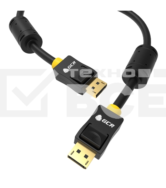 Кабель GCR PROF 1.5m DisplayPort v1.4, 8K 60Hz, 4K 165Hz, черный, ферритовые кольца