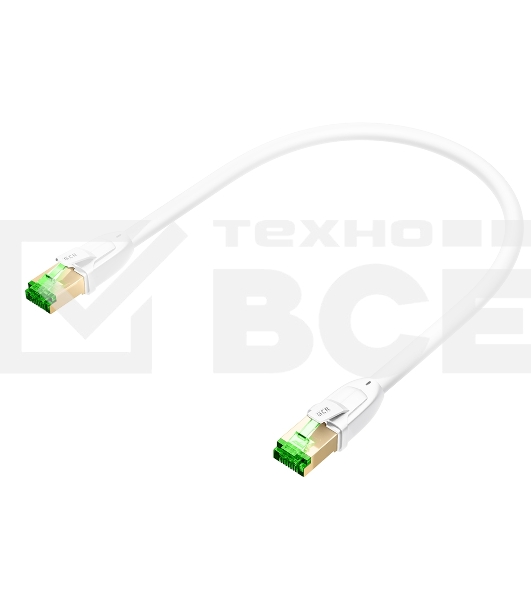Патч-корд GCR LSZH PROF кат.8 ethernet  5.0m SF/FTP, RJ45, медь, 40 Гбит/с, 26 AWG, белый, литой, экранированные коннекторы 24K GOLD