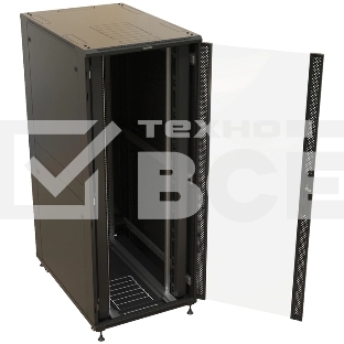 Шкаф коммутационный Hyperline (TTBR-4288-AS-RAL9004) напольный 42U 800x800мм пер.дв.стекл задн.дв.спл.стал.лист 2 бок.пан. 1000кг черный 710мм 2055мм IP20 сталь