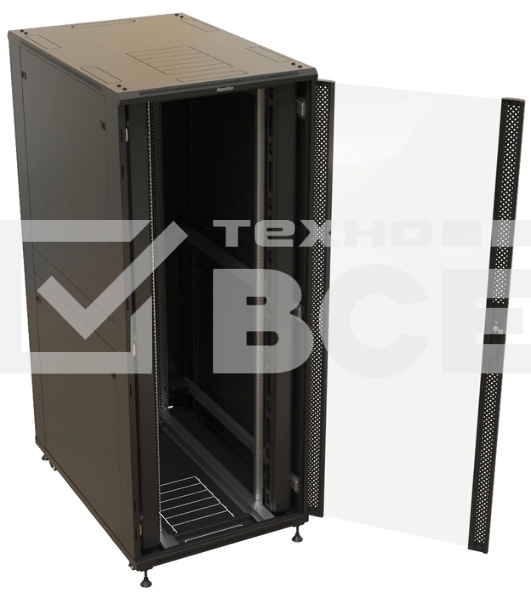 Шкаф коммутационный Hyperline (TTBR-4288-AS-RAL9004) напольный 42U 800x800мм пер.дв.стекл задн.дв.спл.стал.лист 2 бок.пан. 1000кг черный 710мм 2055мм IP20 сталь