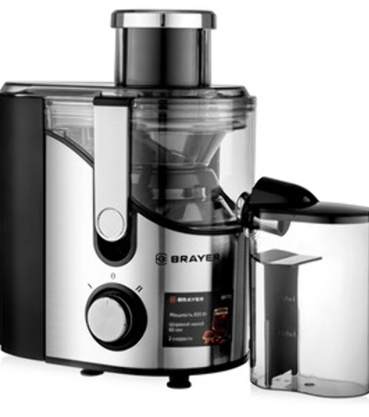 Соковыжималка BRAYER BR1710 серебристый, центробежная, 800 Вт, 350 мл, механическое