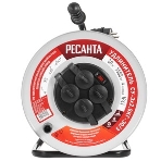Удлинитель силовой Ресанта СУ-3х2,5КГ-30/3 (61/118/9) 2x1.0 кв.мм 4 розет. 40 м ПВС катушка серый, фото3