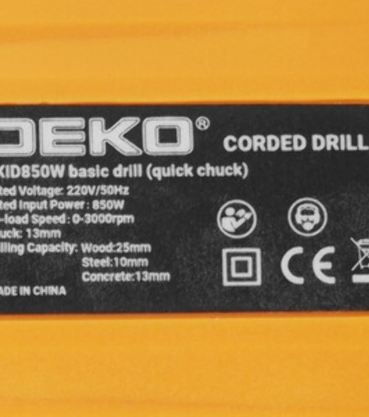 Дрель Deko DKID850W, 850 Вт, сетевая, ударная
