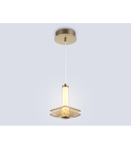 Подвесной светодиодный светильник Ambrella light LH31001 BS/TI латунь/янтарь 10W 3000K 150*150*240