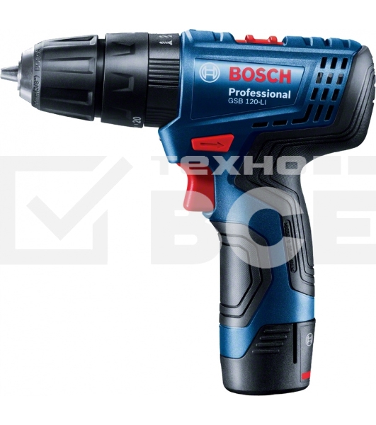 Аккумуляторный шуруповерт BOSCH  GSB 120 Li, кейс, 2x2.0 Ач