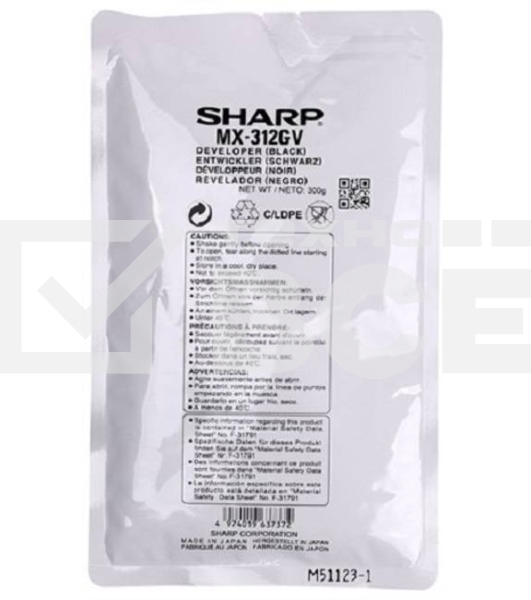 Девелопер Sharp MX312GV черный, 75000 стр., для AR-5726/5731/MX-M260/M264/M310/M314/M354