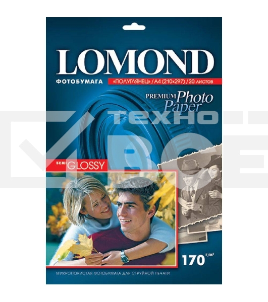 Бумага Lomond 1101305 A4/170г/м2/20л./белый полуглянцевое для струйной печати