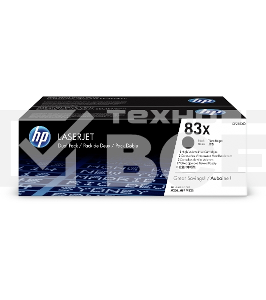 Картридж лазерный HP 83X черный двойная упаковка (CF283XD) увеличенной емкости для HP LJ Pro M201/M225, 4400стр
