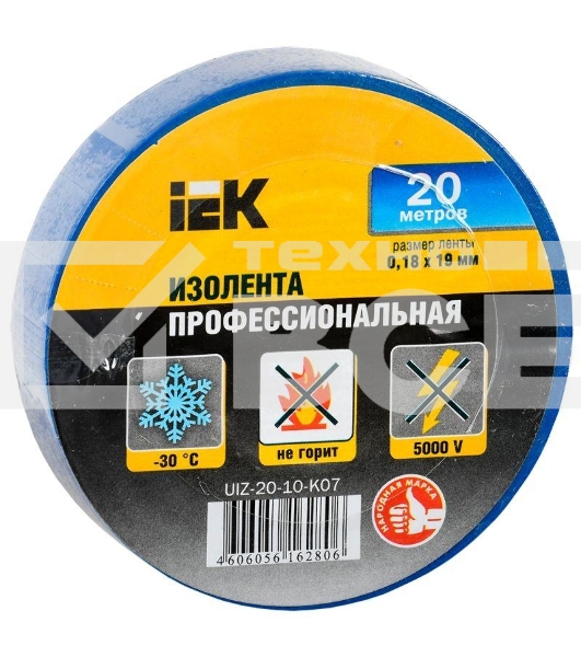 Изолента Iek UIZ-20-10-K07, 0.18х19 мм 20м, синяя