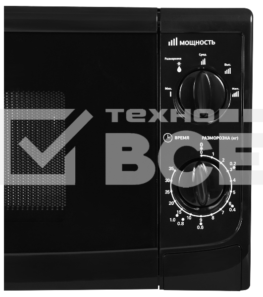 Микроволновая печь Starwind SWM5720 черный, 20 л, 700 Вт, переключатели - поворотный механизм