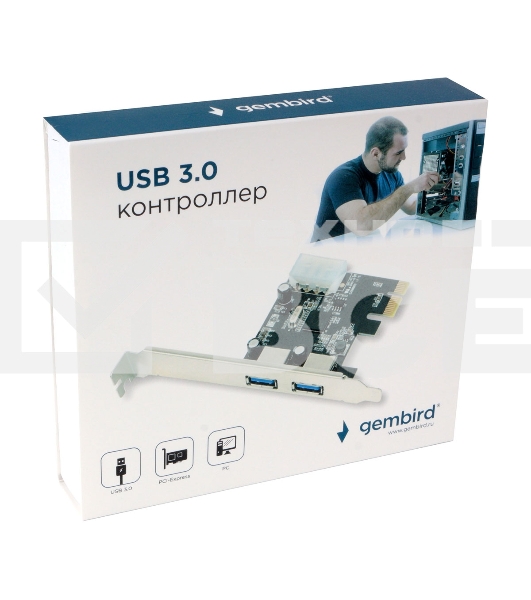 Контроллер USB  Gembird SPCR-01, в PCI, порты: 2 внешн. USB 3.0