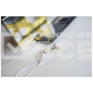 Наушники вакуумные AUX разъем с МК без рег.громкости длина 1.2м More choice P42 (White Gold)