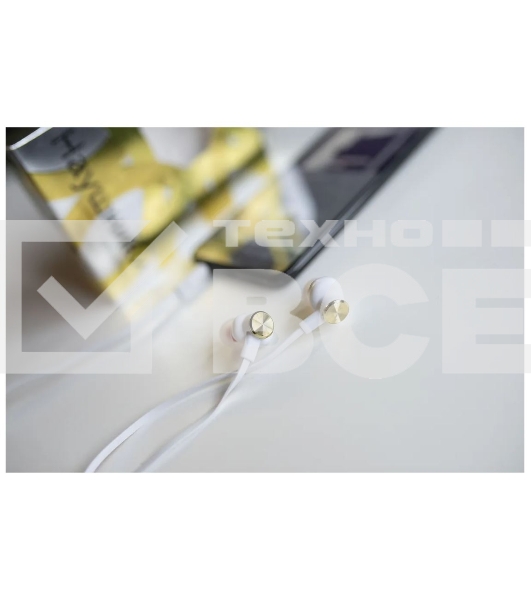 Наушники вакуумные AUX разъем с МК без рег.громкости длина 1.2м More choice P42 (White Gold)