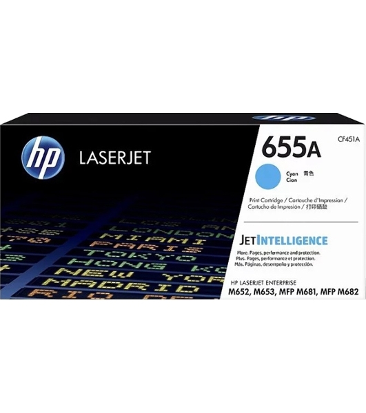 Картридж лазерный HP 655A голубой для HP CLJ M652/M653/MFP M681/M682 (CF451A) 10500 стр
