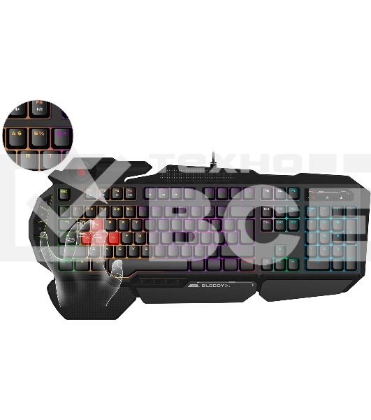 Клавиатура A4Tech Bloody B310N черный USB Multimedia for gamer LED (подставка для запястий) (B310N)