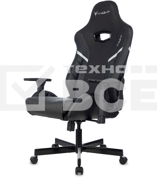 Кресло игровое Knight Thunder 5X черный эко.кожа крестов. металл