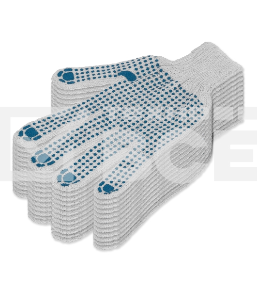 Перчатки трикотажные для ремонтных и строительных работ, с ПВХ точкой, 6 пар. Россия