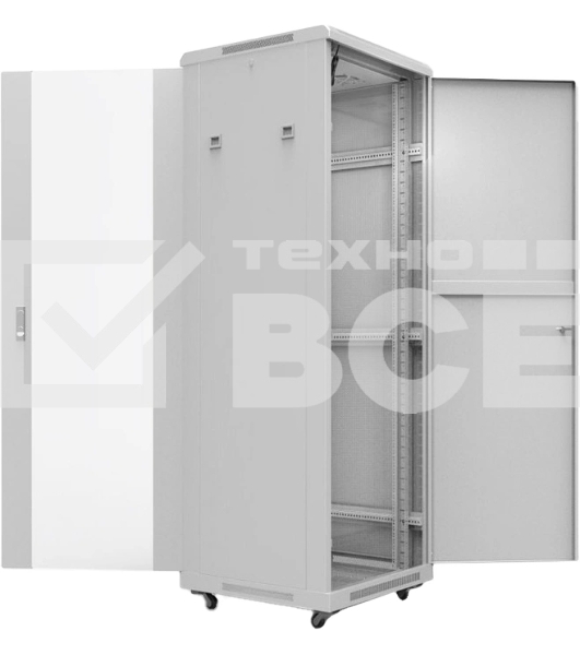 Напольный шкаф Rexant серии Standart 42U 600х800 мм, передняя дверь стекло, задняя дверь металл, RAL 7035 (состоит из 2 частей)