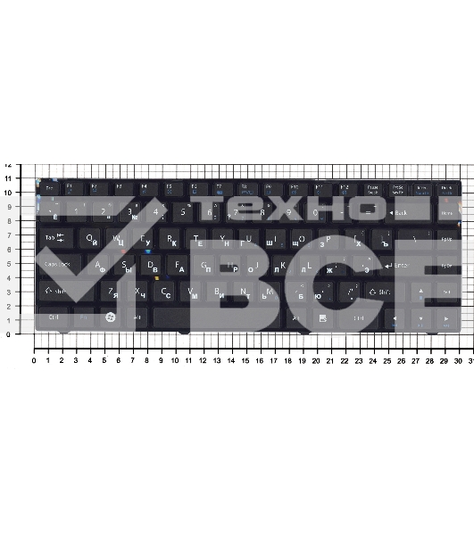 Клавиатура для ноутбука DNS Pegatron B14Y, Clevo W740  черная с рамкой